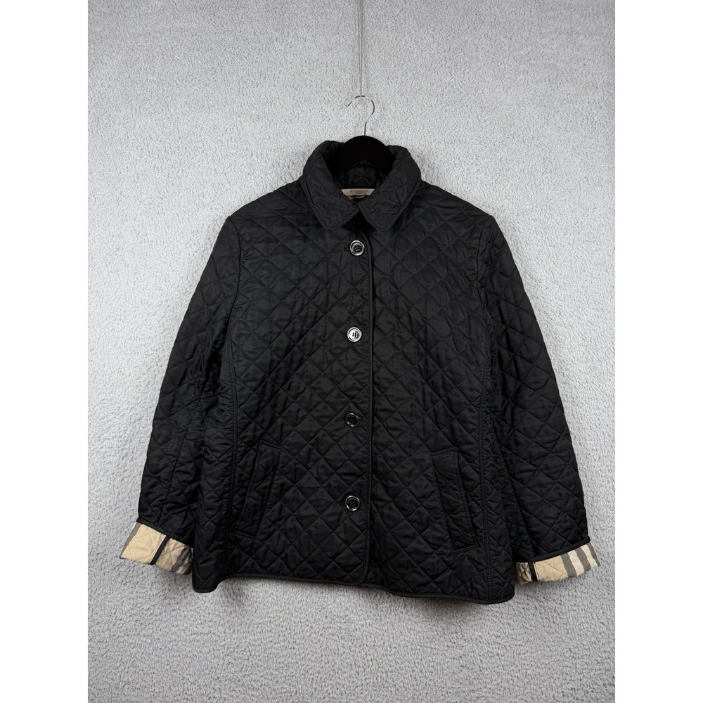 Burberry Brit Women's Black Quilted Nova Check Lined Jacket Women's Sz XL - Picture 2 of 15
